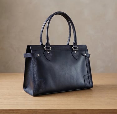 Cartera de cuero marrón oscuro con doble asa, bolso artesanal para mujer