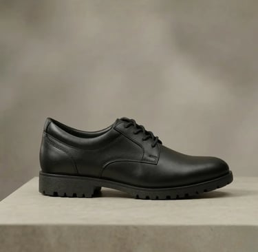 Zapato oxford de cuero negro con detalle perforado para hombre, calzado formal