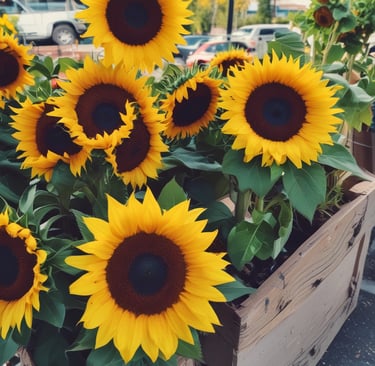 Hands holding freshly picked bunches of herbs with a background of the sunlit farm.
