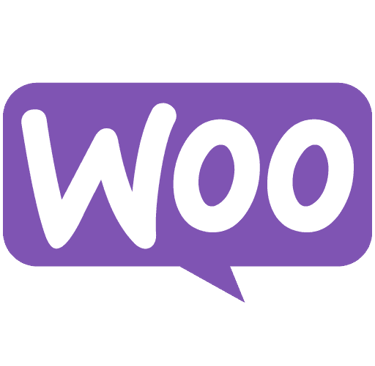 Official WooCommerce logo featuring white Woo text inside a purple speech bubble icon for e-commerce sites.