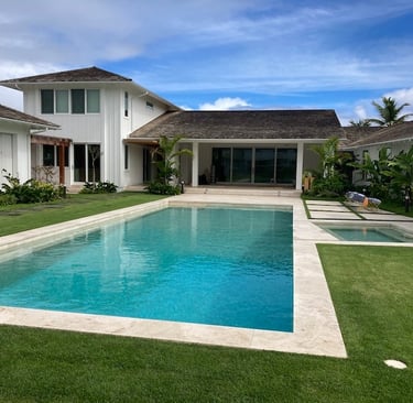 natural travertine stone pool border
