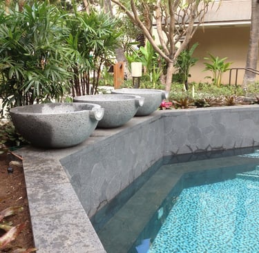 natural basalt stone pool