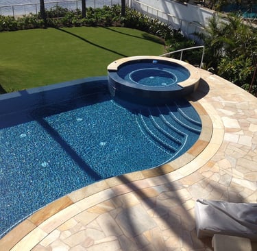 natural stone pool tiling