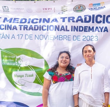leydi dorantes cob en un evento de medicina tradicional maya en Yucatan