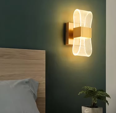 Nordic LED wall lamp mounted in a cozy bedroom corner for warm lighting and stylish decor.
