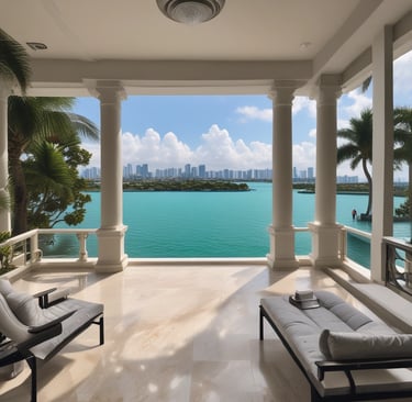 A serene bedroom in Coconut Grove with soft teal accents and calming coastal decor.
