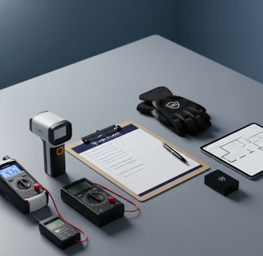 Technical workspace for Logic & Latch featuring smart home hubs and Master Certified patches