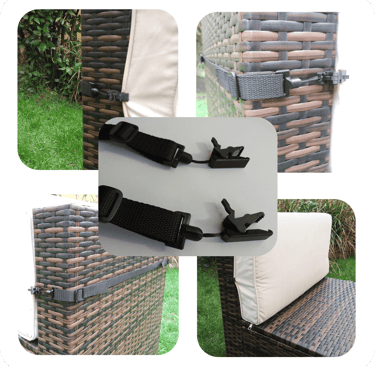 Outdoor furniture cushion clip picture including images of cushions in use