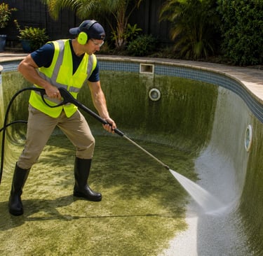 Pressure Cleaning a Pool