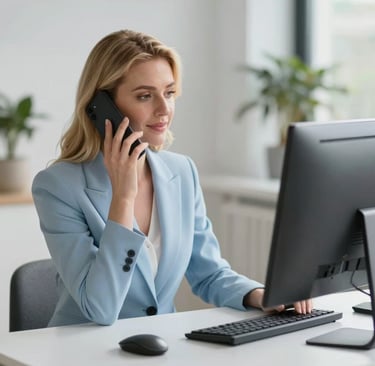 A welcoming workspace with a clean desk, a laptop, and a plant, symbolizing open communication.