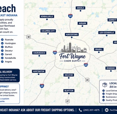 northeast Indiana chemical delivery service area map 