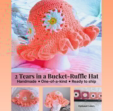 a pink hat with a flower on it