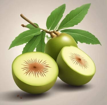 A close-up of vibrant capsules spilling from a glass jar onto a natural wooden surface, surrounded by fresh herbs.