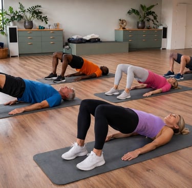 groepsles metpelvic lift bekkenbodem oefening