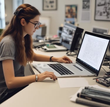 A happy customer wearing a custom tattoo-style t-shirt, smiling outdoors on a sunny day.
