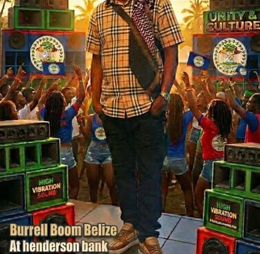 Poster for Belize American Parkfest featuring artist 5Star Gena performing at a Caribbean music festival.