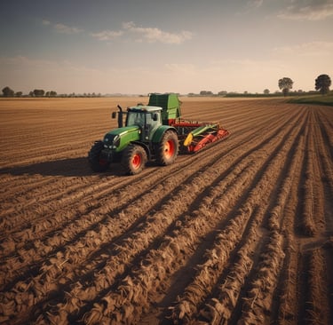 Rows of imported farming tools displayed neatly inside the company warehouse in Tripoli.