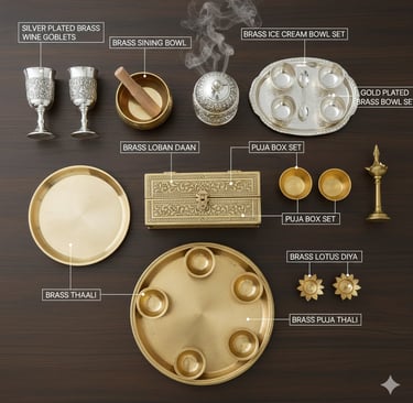 variety of handcrafted brass and silver-plated traditional indian corporate gifts