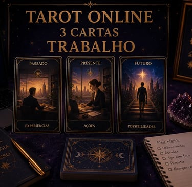 Tarot Online 3 Cartas Trabalho: diagnóstico de carreira e alinhamento profissional