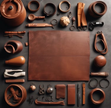 A happy customer holding a leather gift box with a warm smile in a cozy home setting.