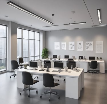 A welcoming office space with a desk, laptop, and a plant, inviting candidates to join the team.