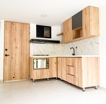 Cocina integral abierta de apartamento en venta en Amagá Antioquia.