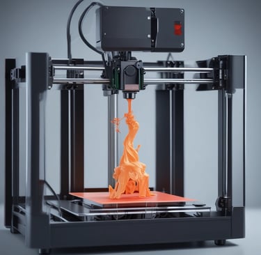 A sleek modern workspace with technology devices and a team collaborating.