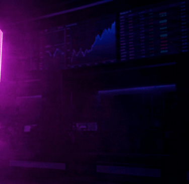 Arab businessman walking up a glowing neon arrow graph representing stock market growth and financial success.