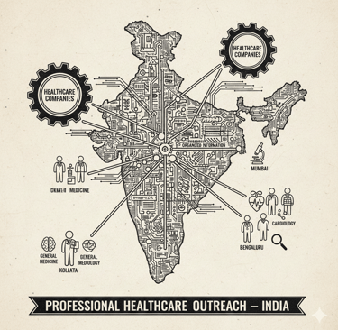 Healthcare companies connecting with doctors by specialty and city in India