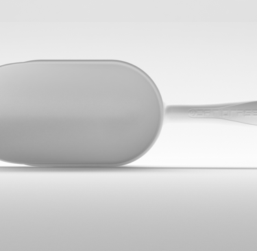 Sessola bianca professionale. Inquadratura laterale che evidenzia il profilo ergonomico.