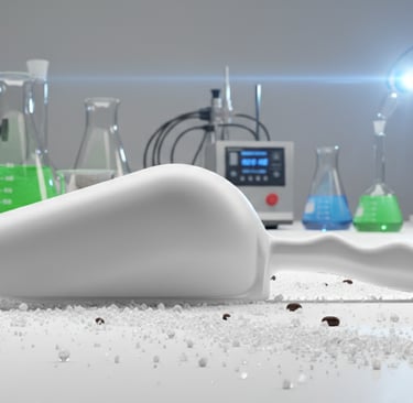 Sessola bianca per laboratorio chimico. Resistente agli agenti chimici per la manipolazione di reagenti.