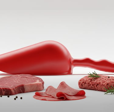 Sessola rossa HACCP per tagli di carne rossa. Colore di sicurezza per evitare contaminazioni in macelleria.