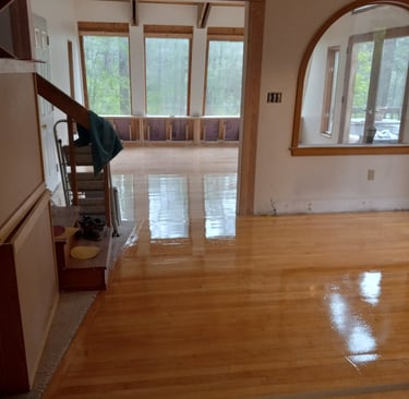 freshly refinished hardwood flooring