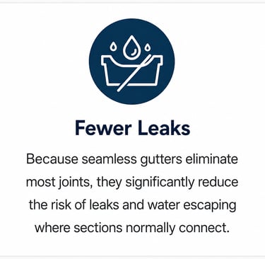 Seamless gutter system designed to reduce leaks and improve water drainage for homes in Durham, NC
