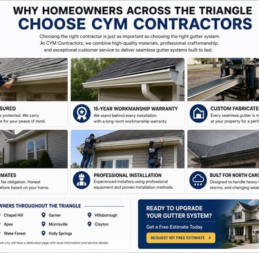 Why homeowners in Durham, NC choose CYM Contractors for seamless gutter installation and gutter replacement