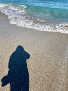 Silhouette of Laura at the ocean shoreline