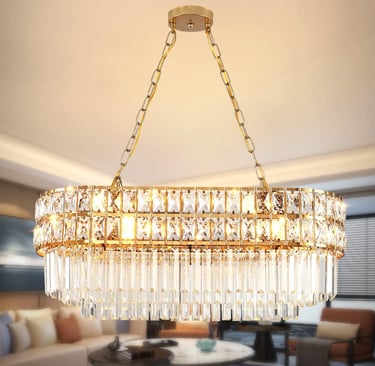 Modern Crystal Chandelier Gold Finish Light