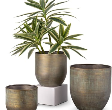 3 Metal Plant Pots Indoor