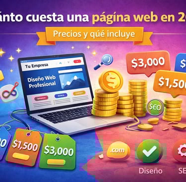 Guía de precios de diseño web profesional en 2026 con costos de servicios SEO y hosting.