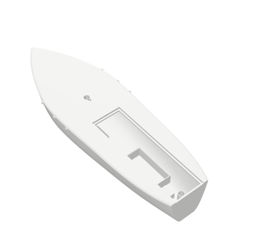 3D printed hull of the RC sailboat