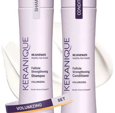 Keranique Volumizing Shampoo & Conditioner Set for Hair Repair, Growth & Thinning Hair Support – Ker