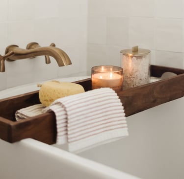 Bathroom fittings built into plaster in a French Mediterranean bathroom.