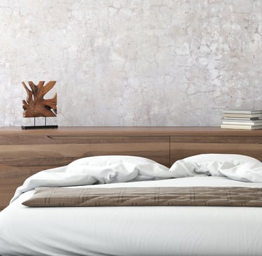 ed positioned as the room's anchor in a French Mediterranean bedroom.