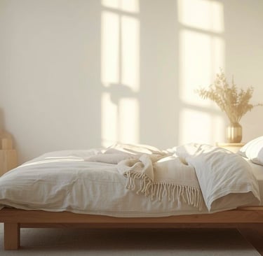 Window placement in a French Mediterranean bedroom.