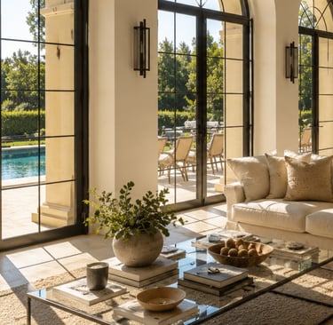Gradations of light and shade across a calm Mediterranean room.
