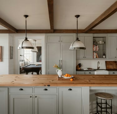 Narrow tonal palette in a French Mediterranean kitchen.