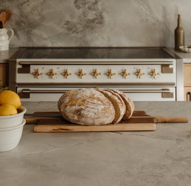 Continuous stone work surface in a French Mediterranean kitchen!