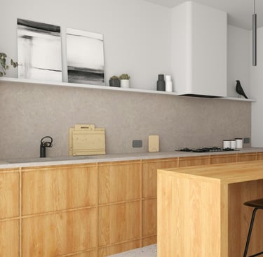 Stone, wood and lime meeting at a French Mediterranean kitchen counter.