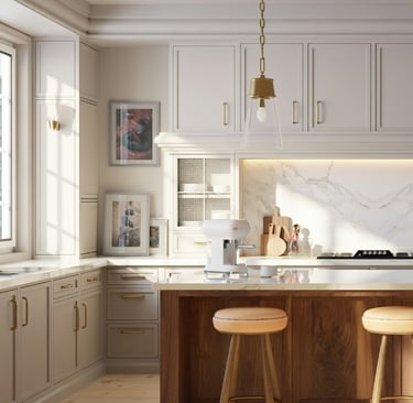 Daylight and task light layered in a French Mediterranean kitchen!