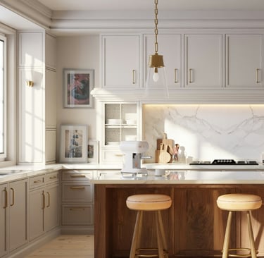 Simple modern kitchen with a stone worktop set within an old Mediterranean house.